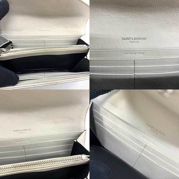 SAINT LAURENT White Monogram Leather Wallet - Picture 6 of 7